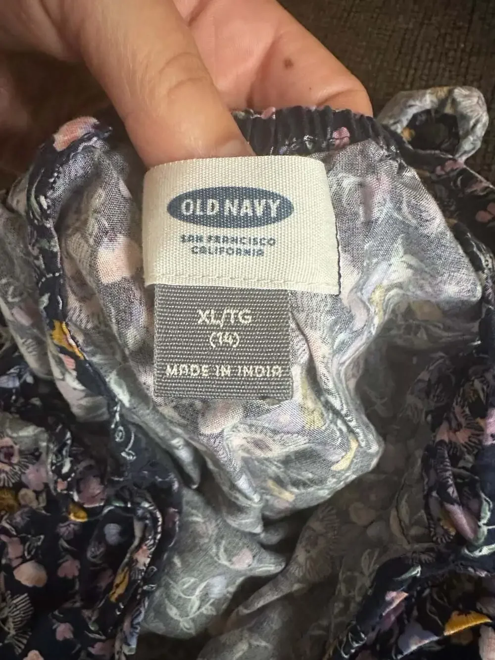 Girl’s Old Navy Jumpsuit Size XL/TG (14) Black Floral Ruffle Tie Straps